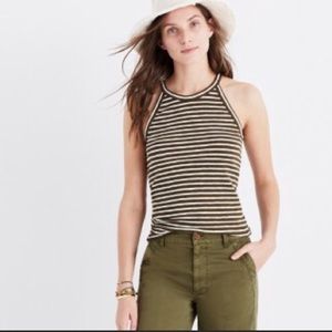 Madewell Olive Striped Tank